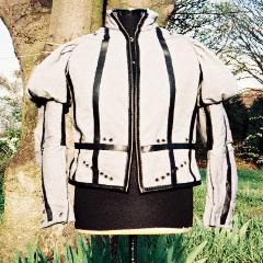 15th Century Leather Trimmed Arming Doublet in Grey